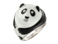 Серебряное кольцо Панда